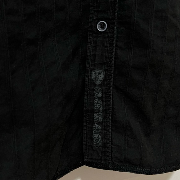Denim Originals Black Pinstripe Short Sleeve Button Down - Picture 6 of 9